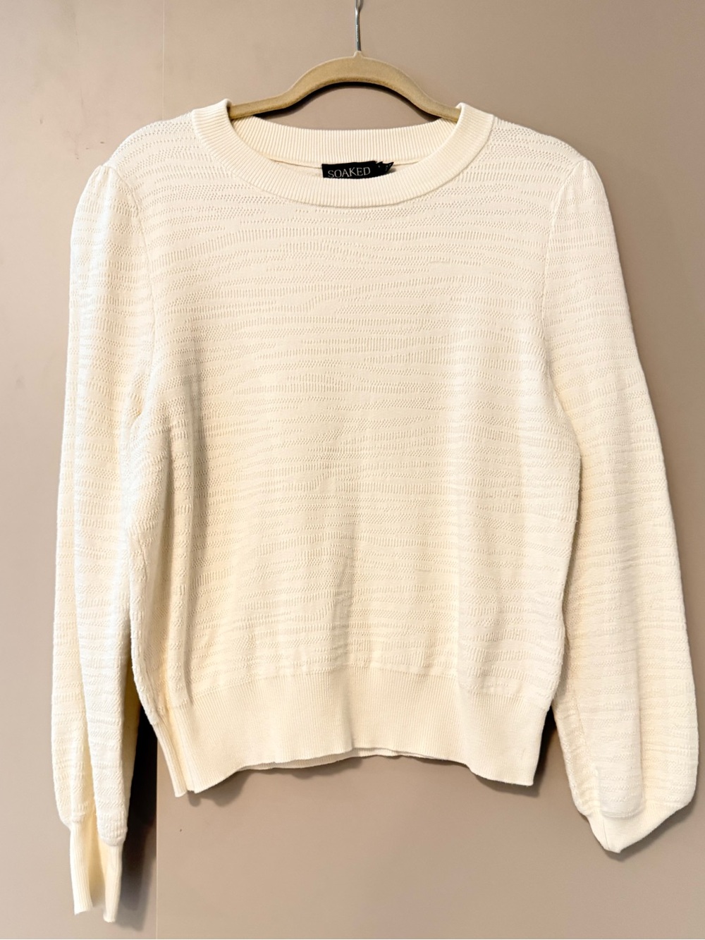 Soaked in Luxury Cream Knit Crewneck Sweater Size Large